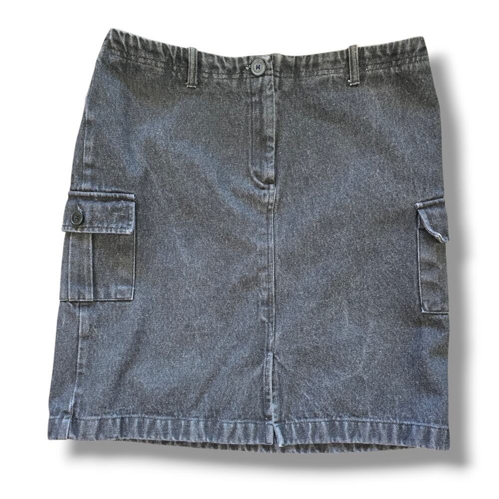 Ann Taylor Factory Women’s Black Denim Cargo Mini Skirt Size 12